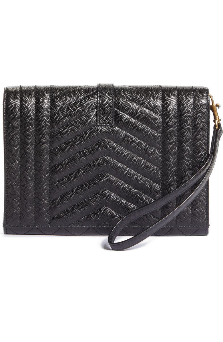 Saint Laurent Monogram Matelassé Leather Clutch, Alternate, color,