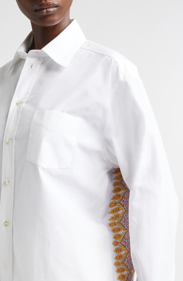 Etro Print Back Relaxed Fit Cotton Button-Up Shirt, Alternate, color, White/ Pale Blue Multi Print