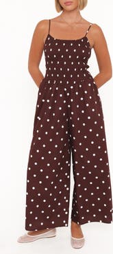 Petal & Pup Paloma Polka Dot Smocked Jumpsuit