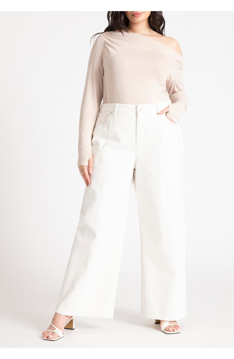 ELOQUII The Yvette Rigid Wide Leg Jean, Alternate, color, White
