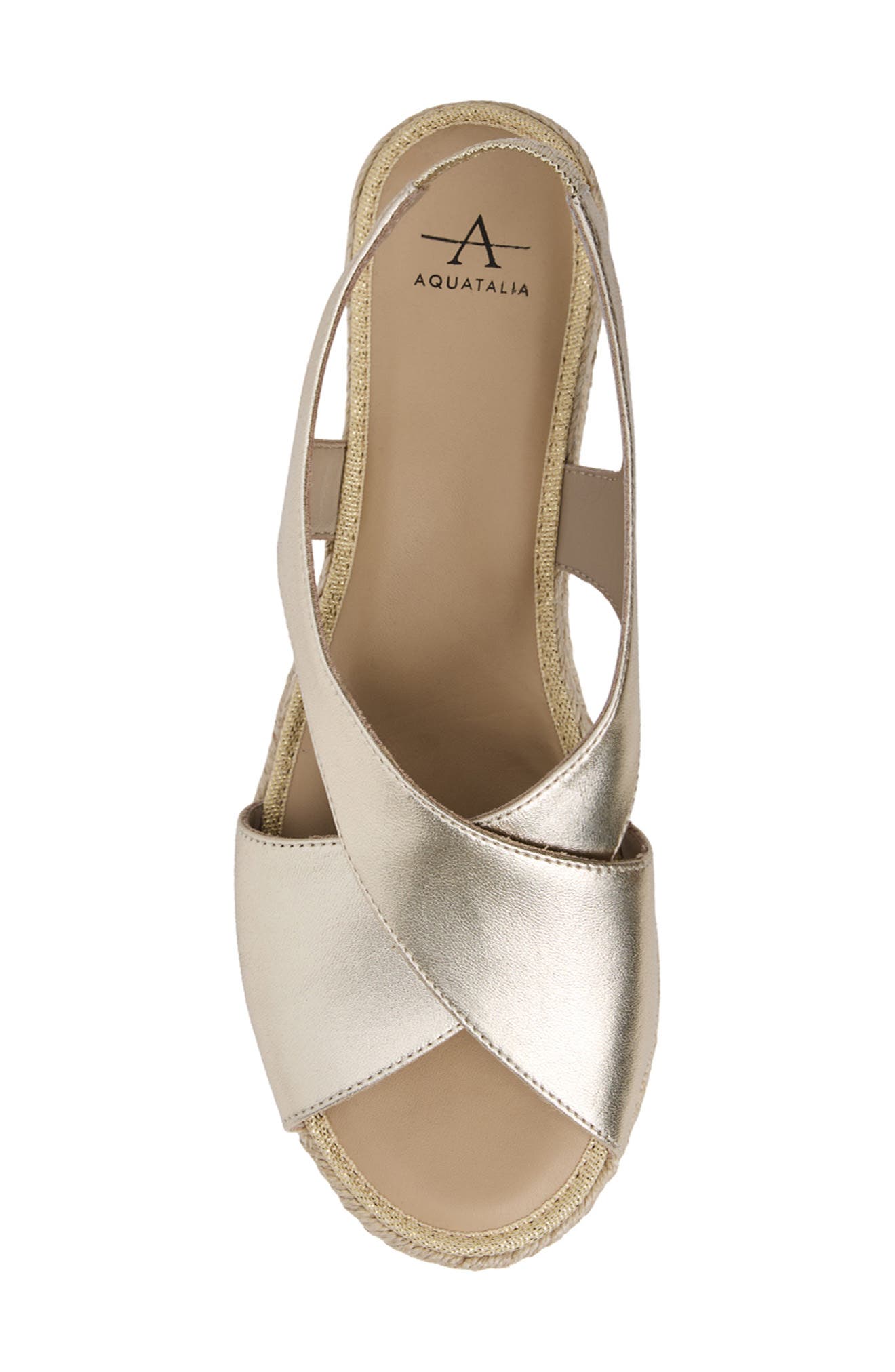 Adelina Weatherproof Slingback Espadrille Platform Wedge Sandal, Alternate, color, PLATINO