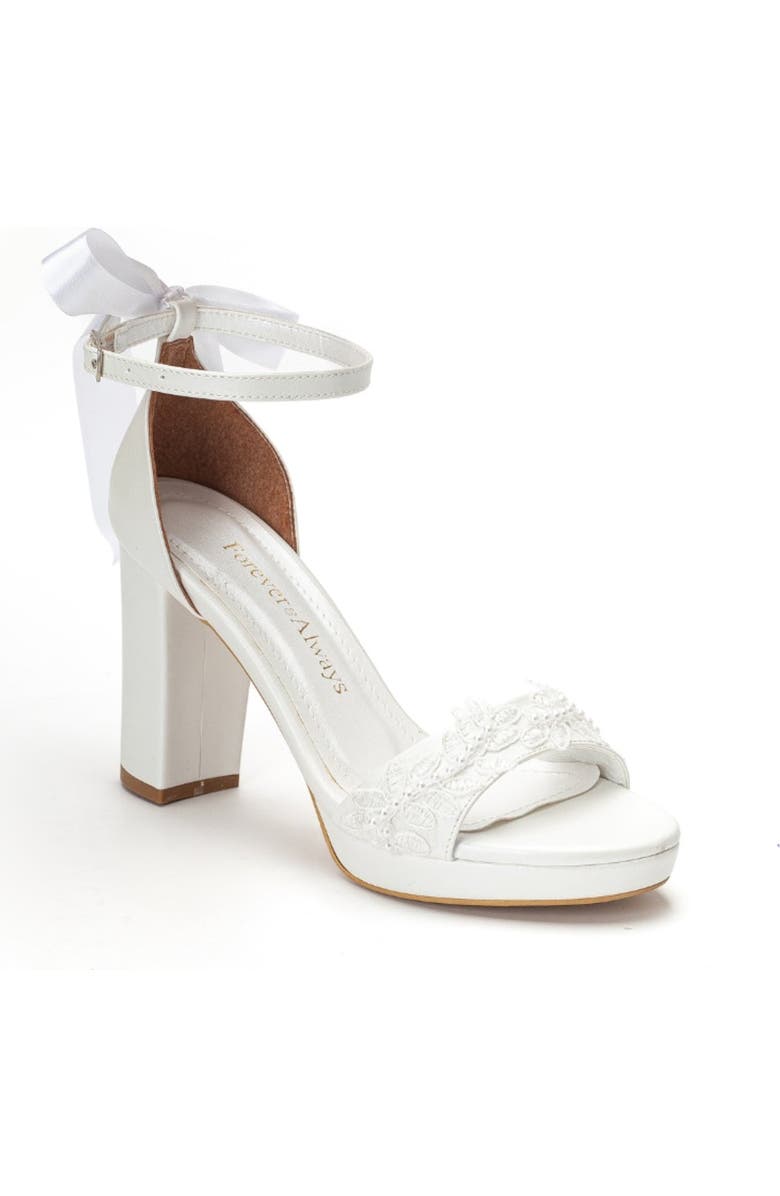 Forever & Always Shoes Vivienne Back Bow Wedding Heel, Main, color, Ivory