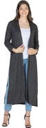 24seven Comfort Apparel Long Duster Open Front Knit Cardigan