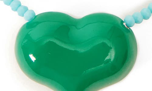 Clare V . Heart Pendant Beaded Necklace In Green