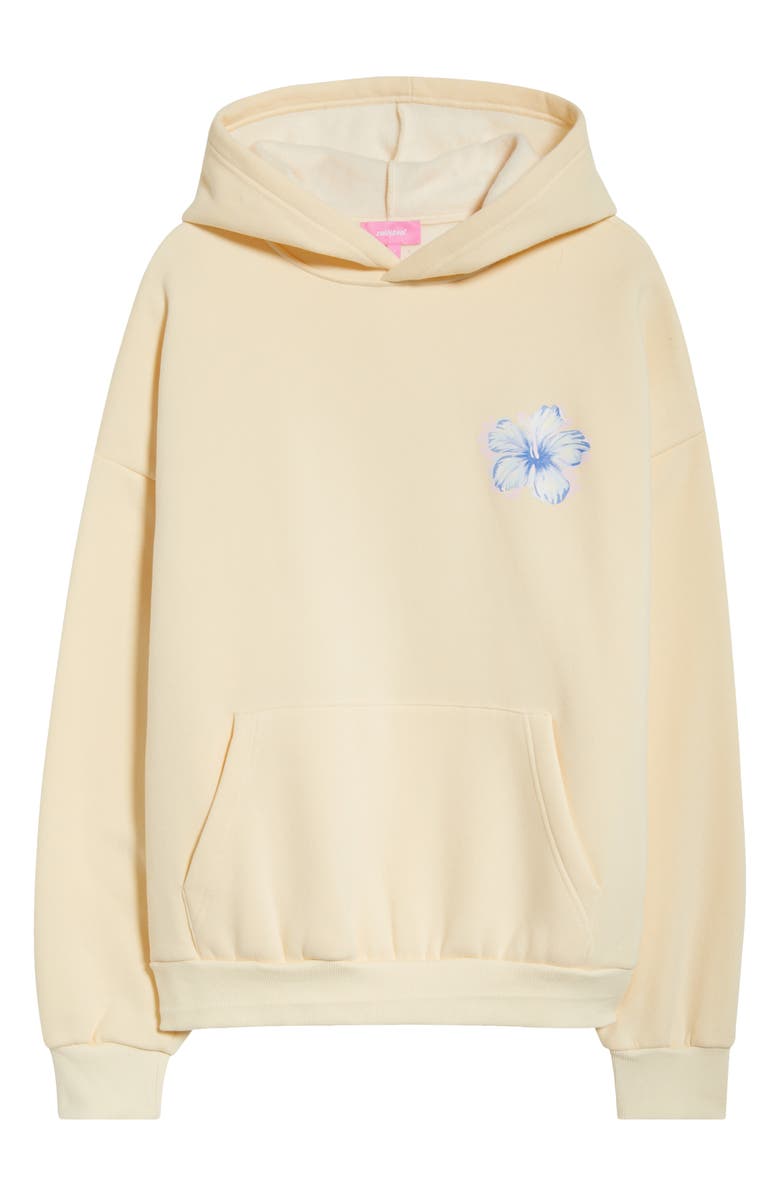 EDIKTED Tropical Bloom Hoodie, Alternate, color, Yellow