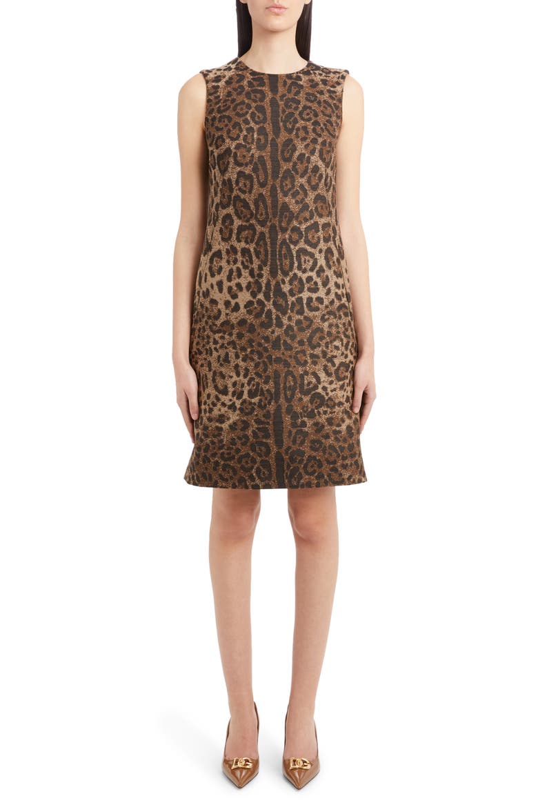 Dégradé Leopard Print Wool Blend Shift Dress, Main, color, PRINT LEO