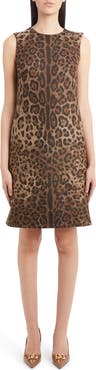 Dolce&Gabbana Dégradé Leopard Print Wool Blend Shift Dress