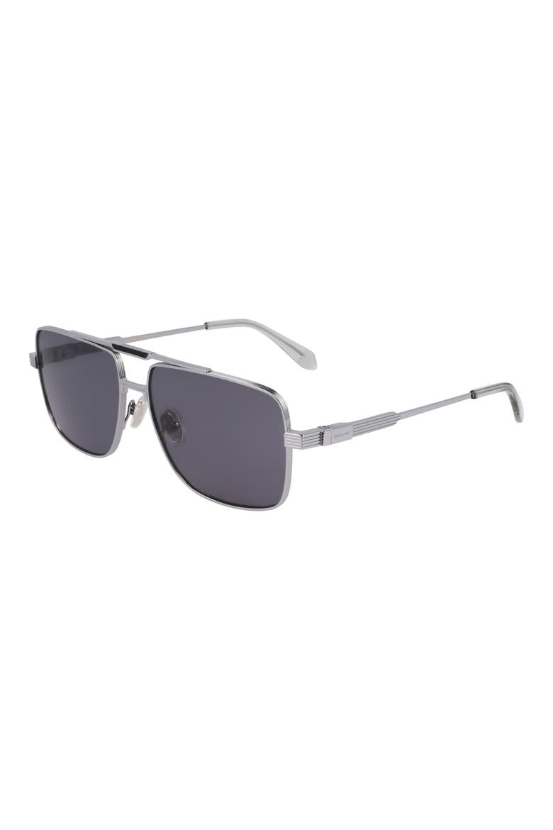Gancini Prisma 60mm Navigator Sunglasses, Alternate, color, LIGHT RUTHENIUM