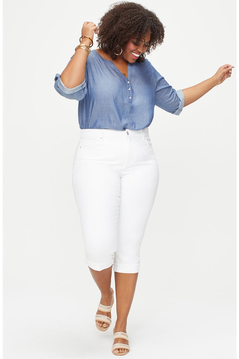 Marilyn Cool Embrace® Cuff Crop Straight Leg Jeans, Alternate, color, OPTIC WHITE