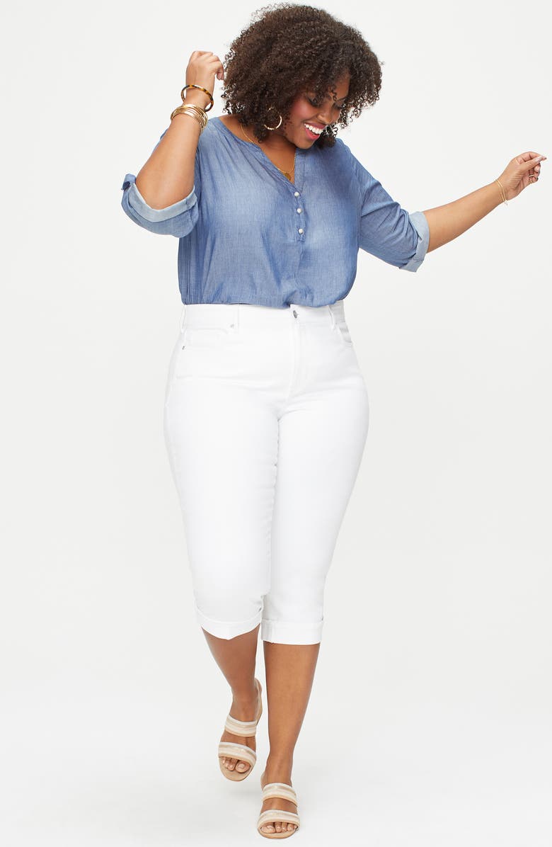 NYDJ Marilyn Cool Embrace<sup>®</sup> Cuff Crop Straight Leg Jeans, Alternate, color, Optic White