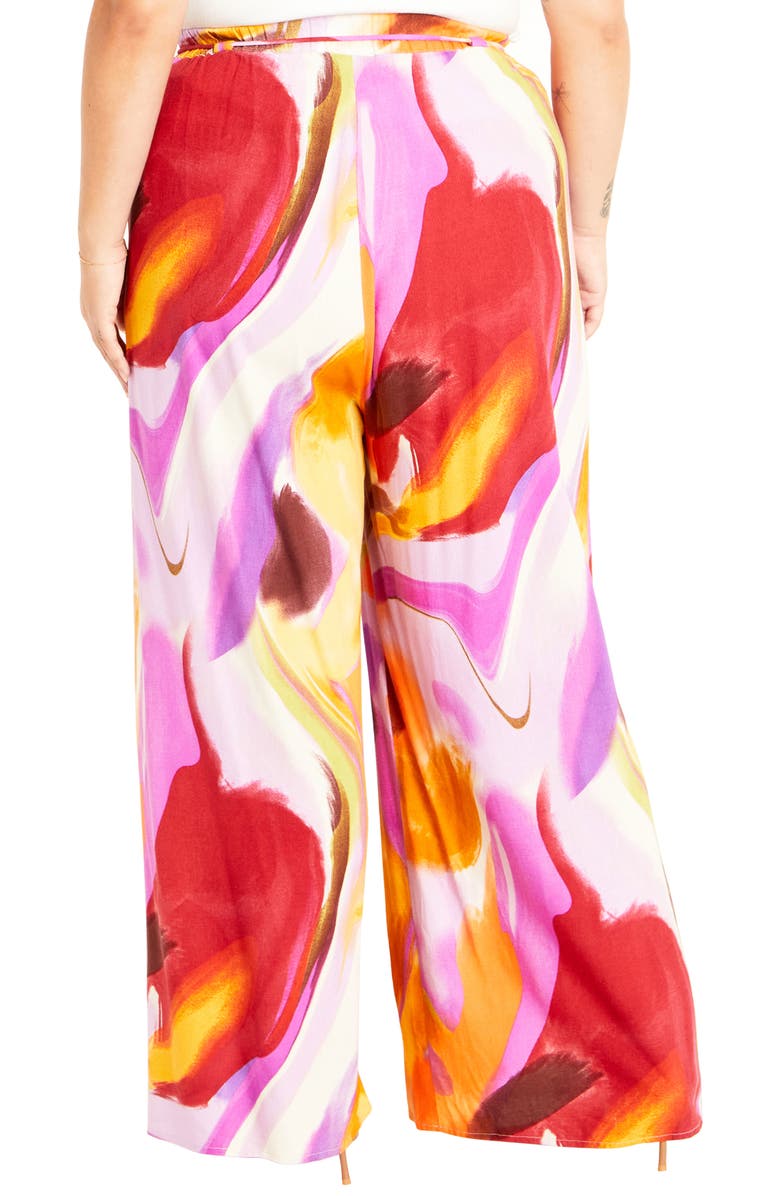 City Chic Esme Print Wide Leg Pants, Alternate, color, Summer Swirl