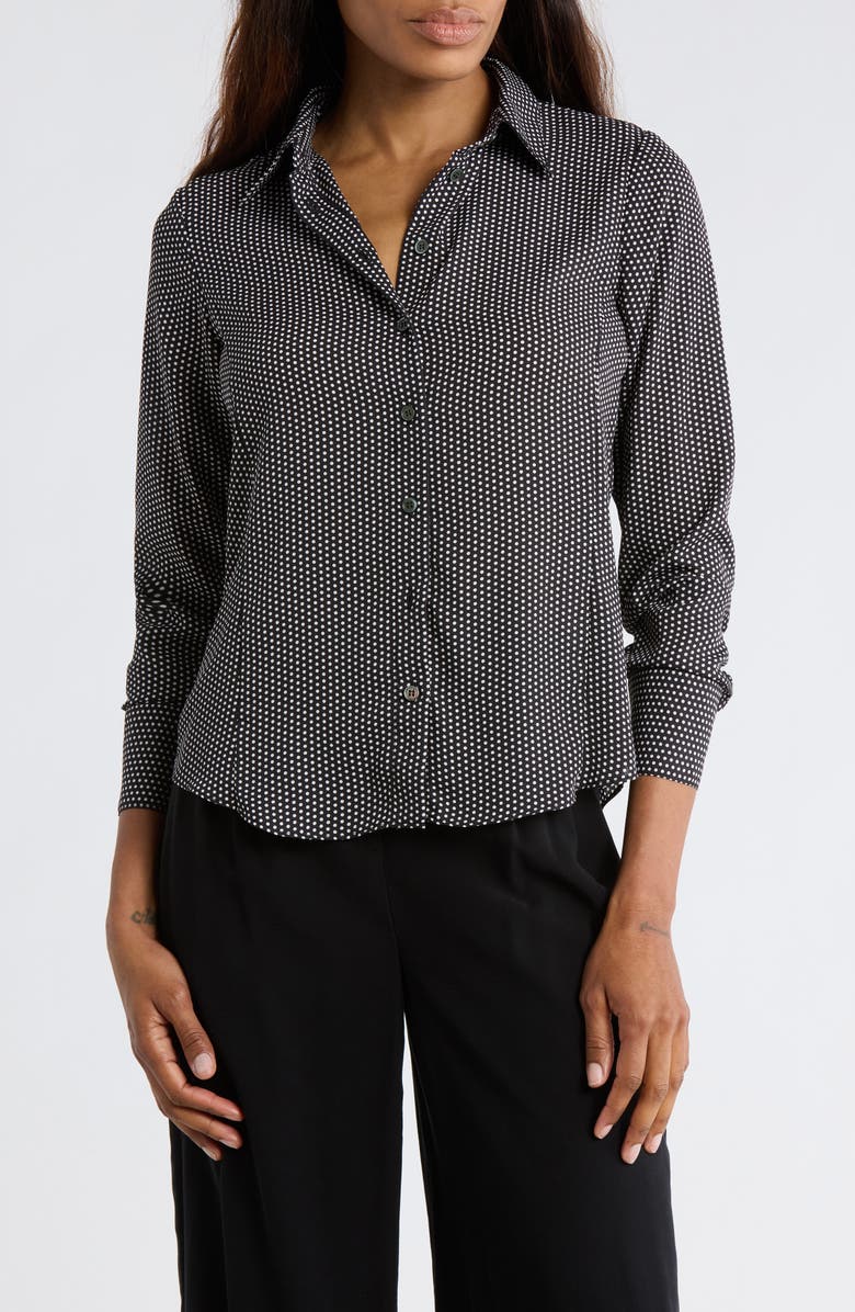 JASON WU Slim Fit Dot Print Button-Up Shirt, Main, color, Black/ White Dot