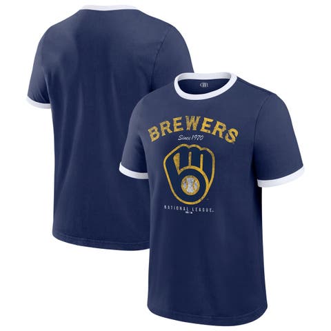 Men's Darius Rucker Collection by Fanatics  Navy Milwaukee Brewers Washed Ringer T-Shirt