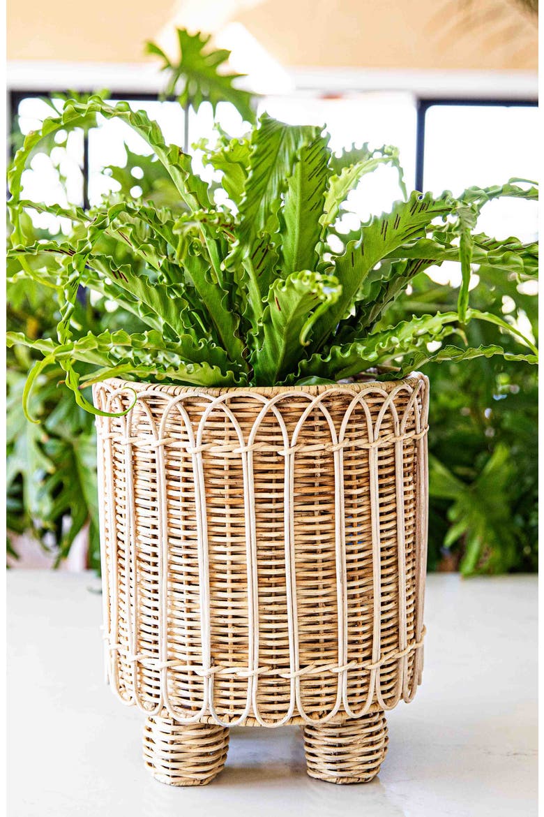 Provence Rattan 8-Inch Round Planter, Alternate, color, WHITEWASH