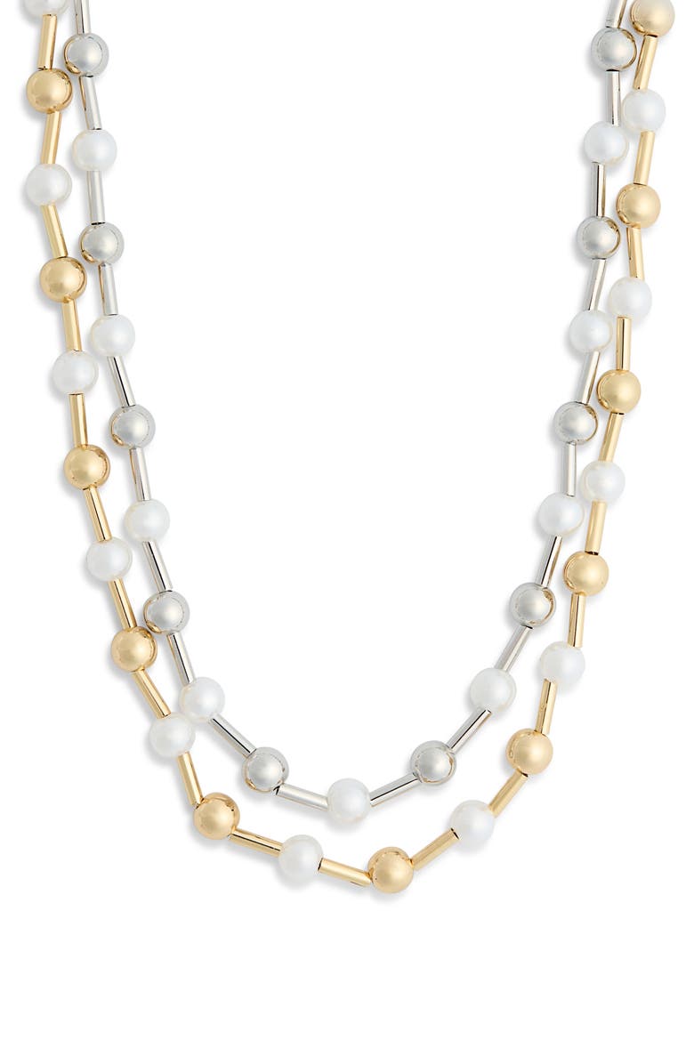 Tasha Set of 2 Faux Pearl Beaded Necklaces, Main, color, Gold/Silver