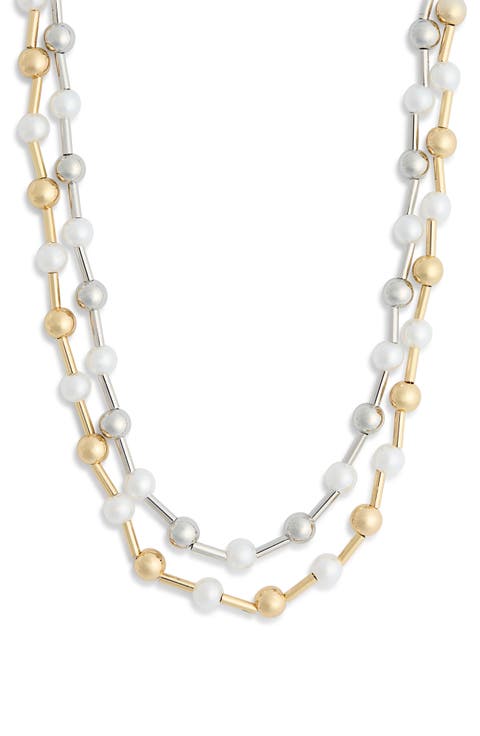 Set of 2 Faux Pearl Beaded Necklaces