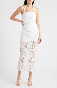 Delfi Collective Galina Eyelet Lace Halter Cocktail Dress