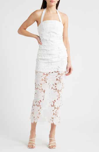 Delfi Collective Galina Eyelet Lace Halter Cocktail Dress