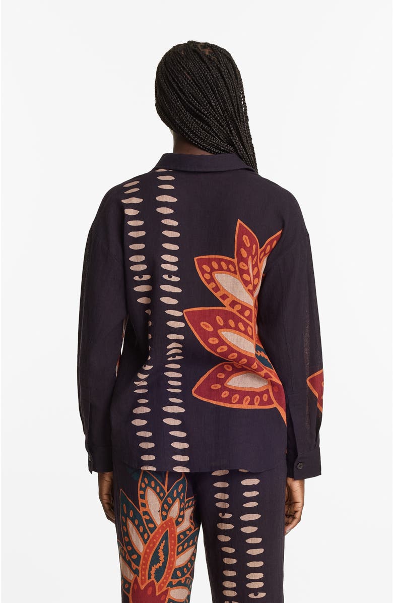 DIARRABLU Printed Linen Rina Top Razu, Alternate, color, Razu Navy