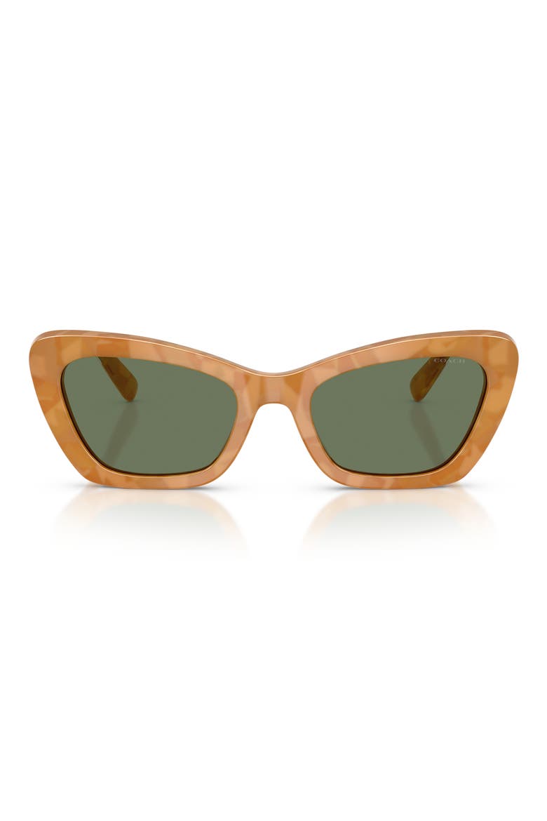 54mm Cat Eye Sunglasses, Main, color, BLONDE TORTOISE / GREEN SOLID
