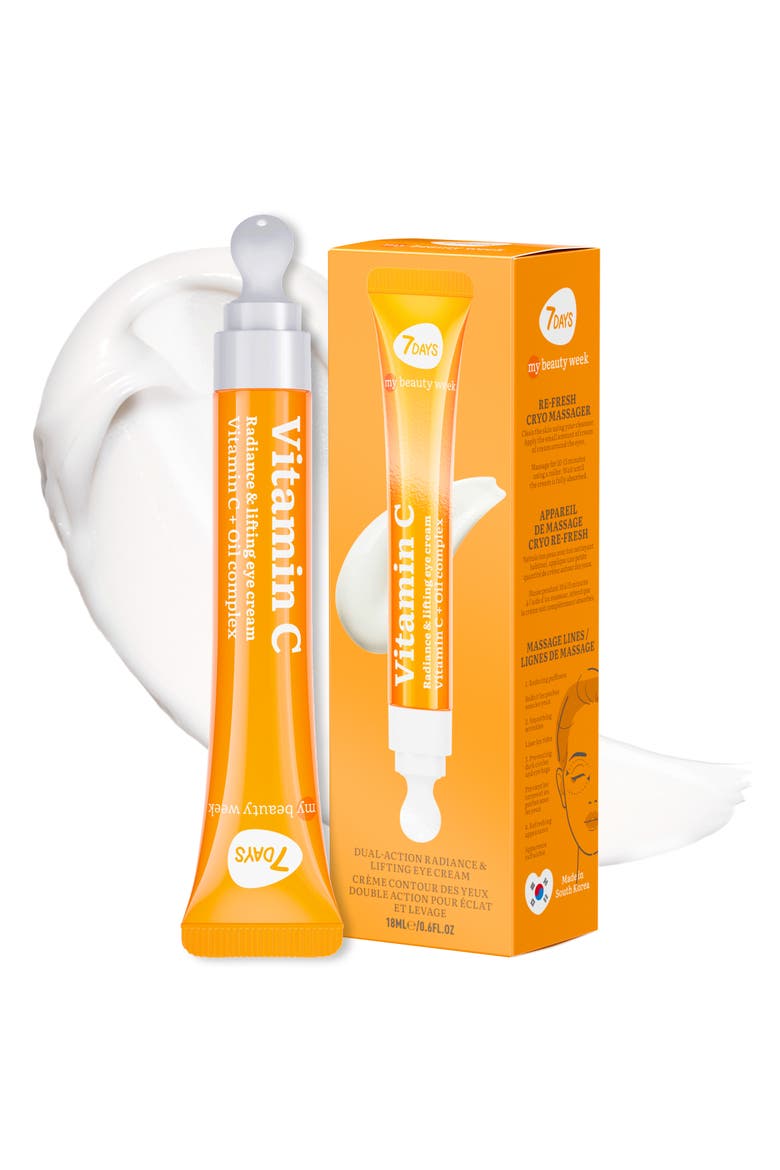 Eye Cream with Vitamin C for Brightening & Hydrating with Cooling Ceramic Applicator, Main, color, White