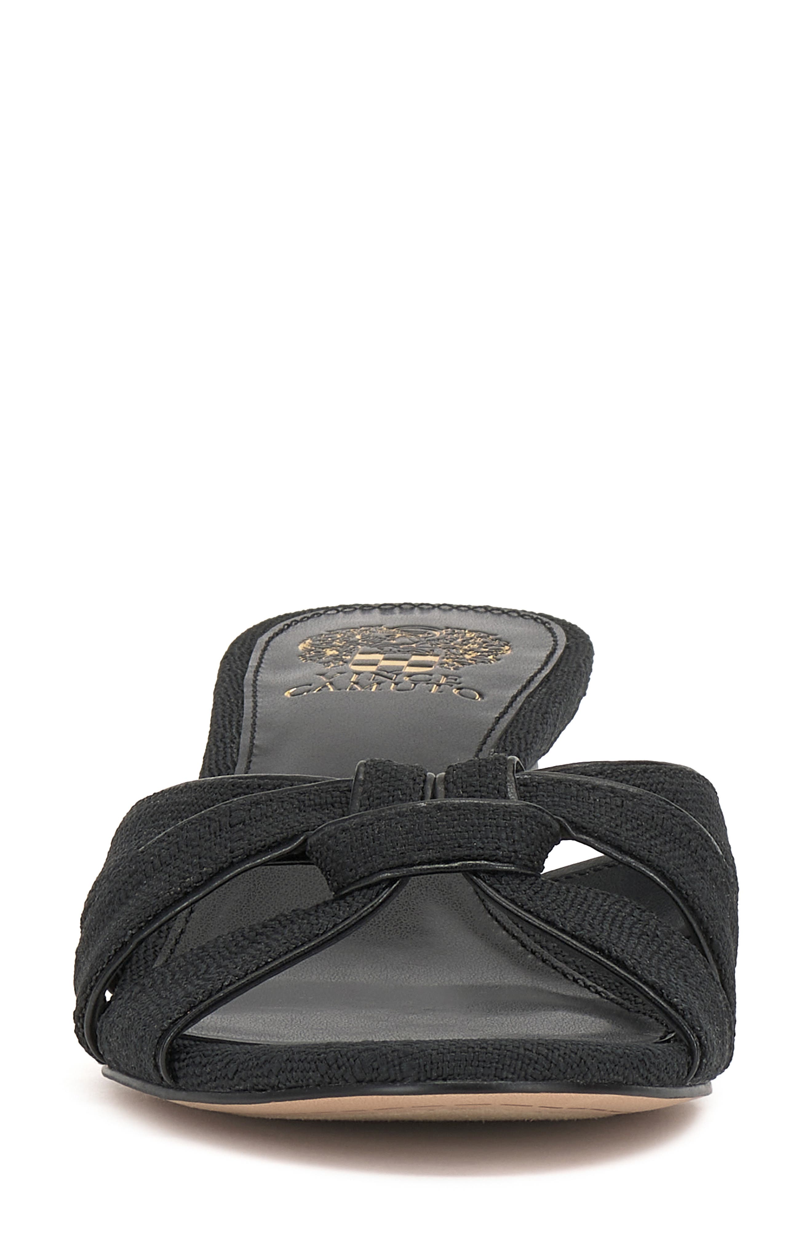 Vince Camuto Kaydyn Kitten Heel Sandal, Alternate, color, Black/ Black Raffia Linen