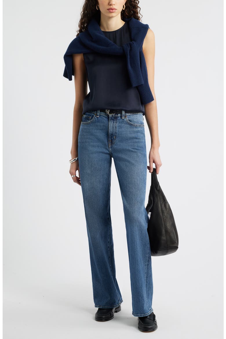 Satin Scoop Neck Tank, Alternate, color, NAVY NIGHT