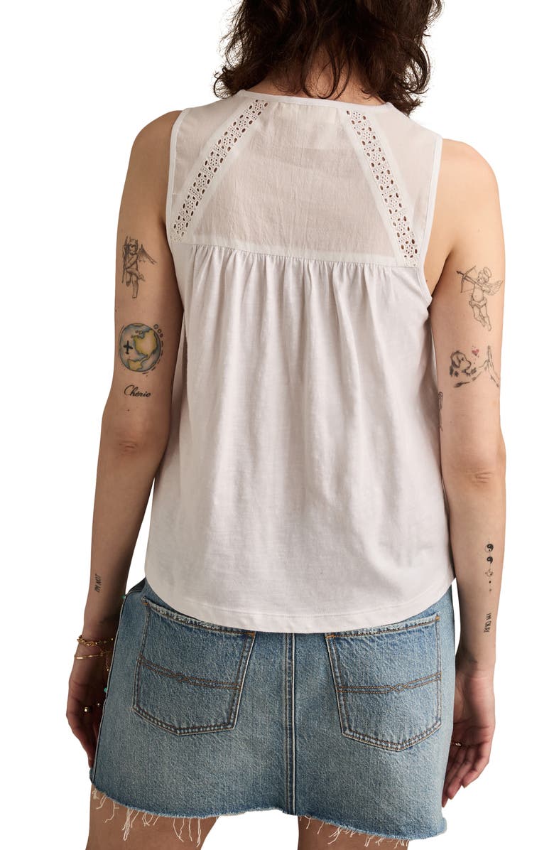 Lucky Brand Eyelet Embroidered Cotton Tank, Alternate, color, Whisper White