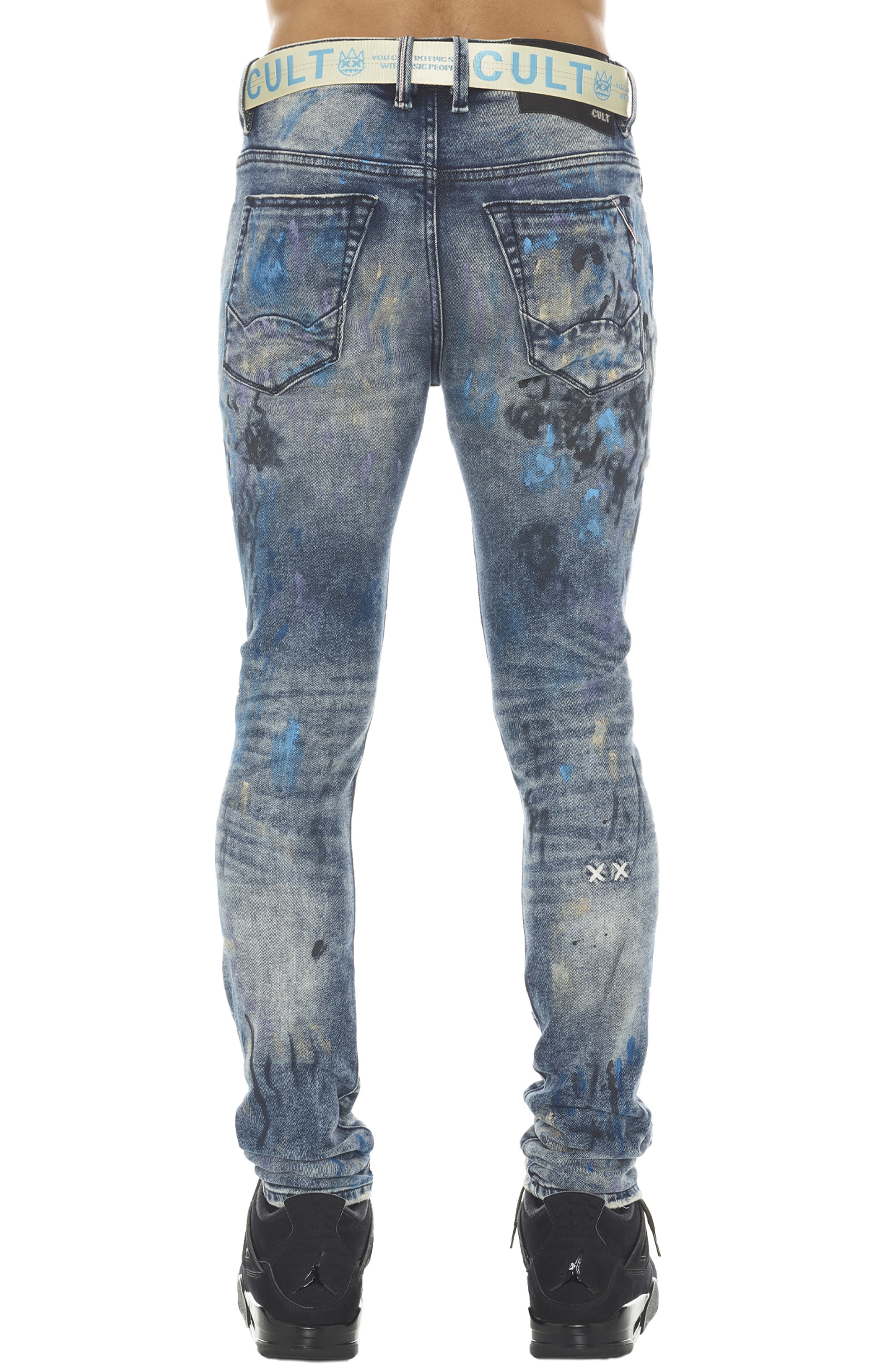 Punk Super Skinny Stretch Jeans with Web Belt