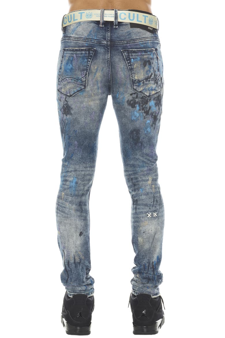 Punk Super Skinny Stretch Jeans with Web Belt, Alternate, color, ABSTRACT