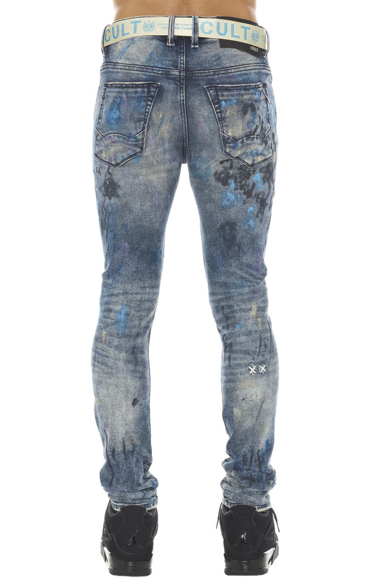 Cult of Individuality Punk Super Skinny Stretch Jeans with Web Belt, Alternate, color, Abstract