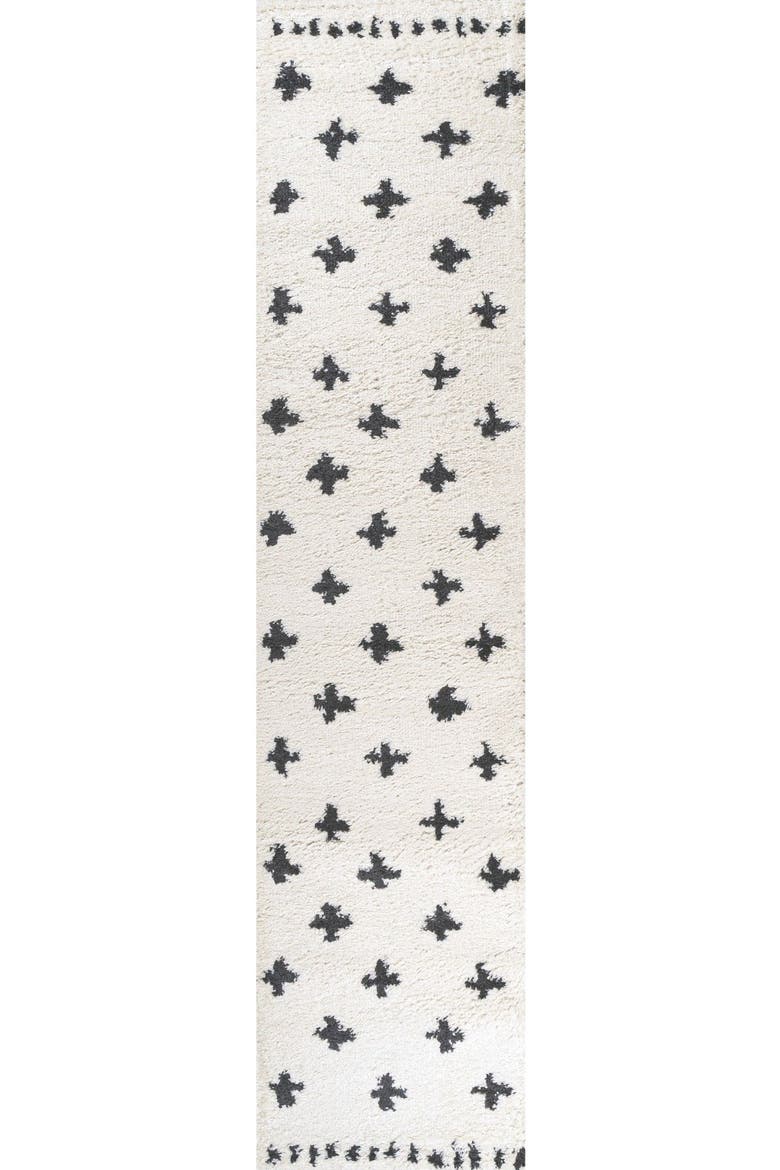 Cristo Berber Geometric Shag Area Rug, Alternate, color, White/Gray