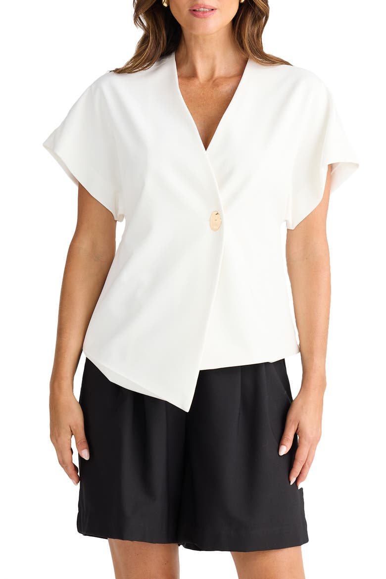 Origami Asymmetric Woven Top, Main, color, WHITE