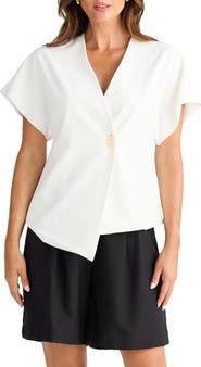 Brave+True Origami Asymmetric Woven Top