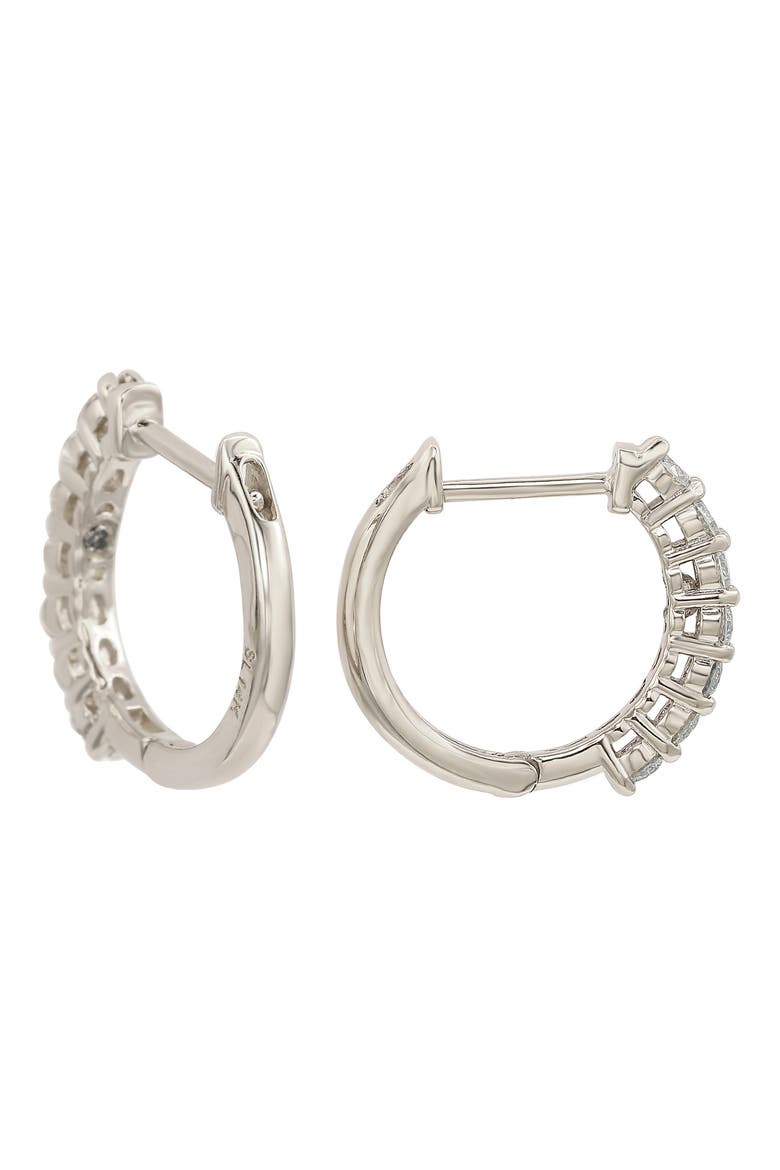 14K Gold Diamond Huggie Hoop Earrings - 1.0ct., Alternate, color, WHITE