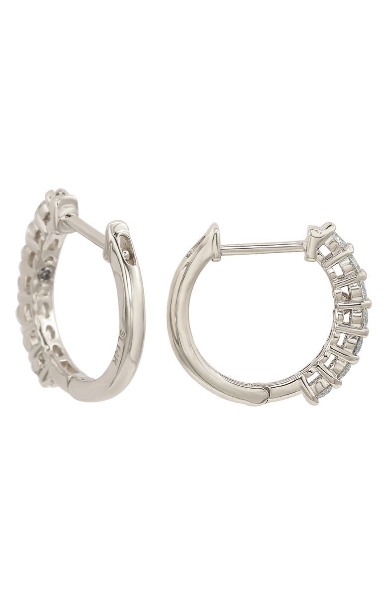 SUZY LEVIAN 14K Gold Diamond Huggie Hoop Earrings - 1.0ct., Alternate, color, White