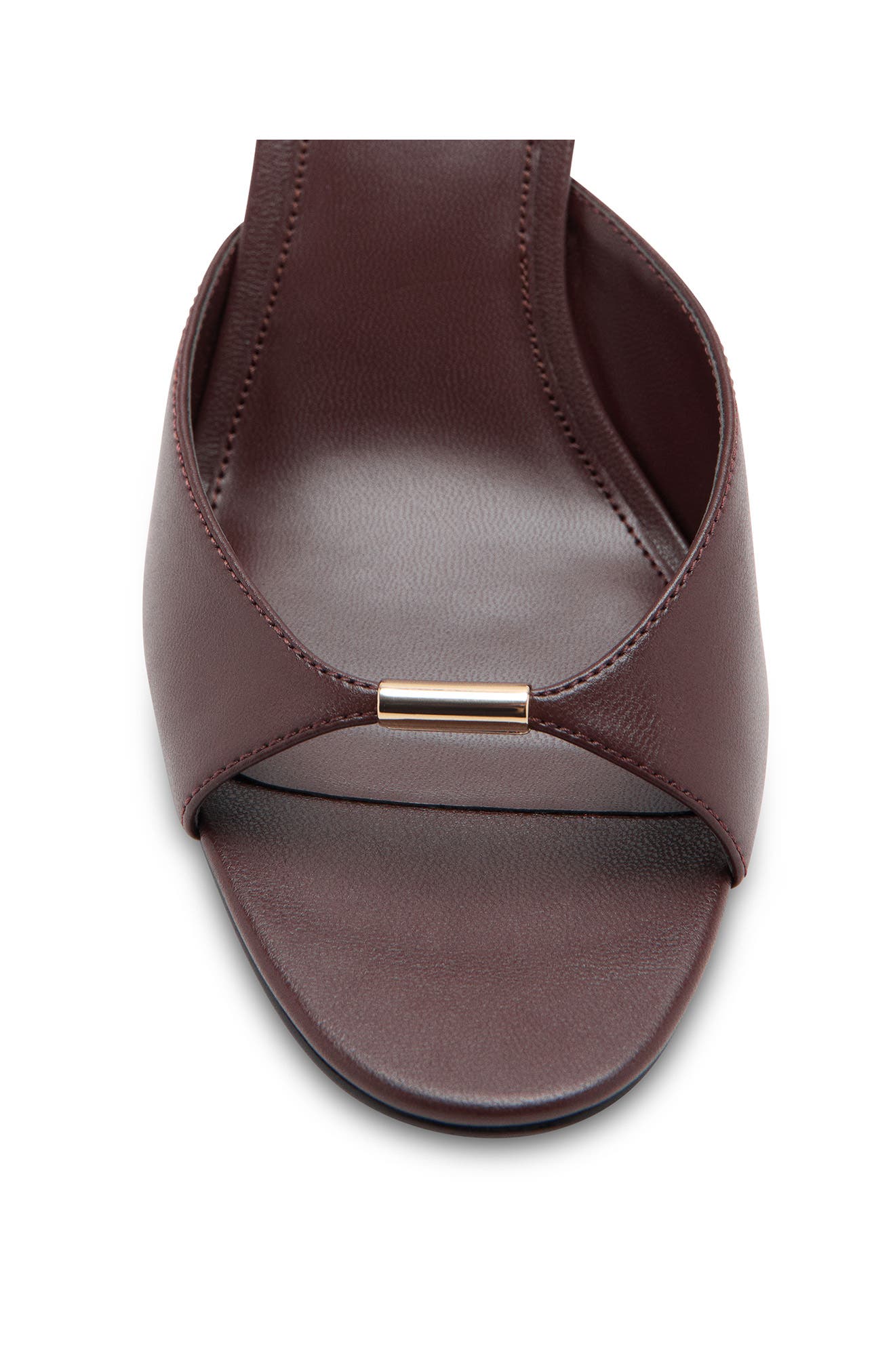 Metallic Detail Faux Leather Slide Sandal, Alternate, color, BURGUNDY