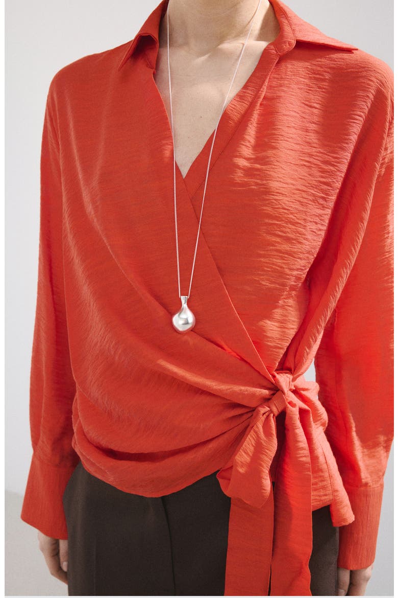 Wrap Side Tie Shirt, Alternate, color, RED