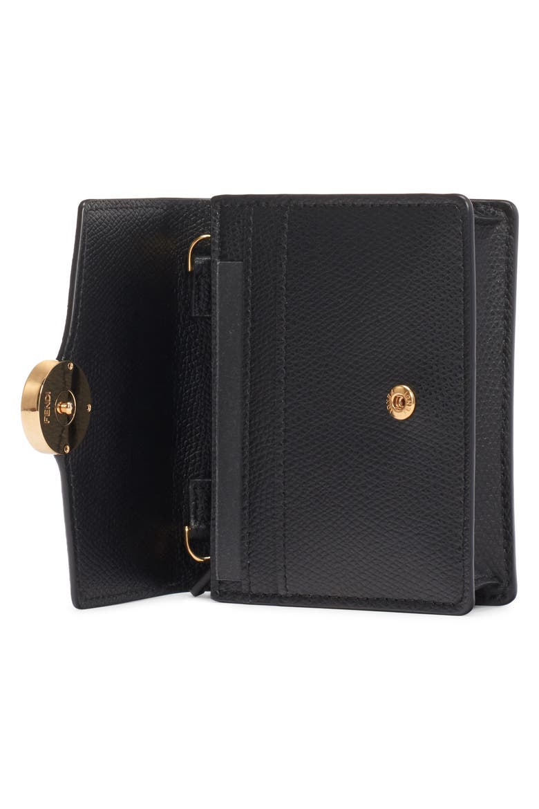 Leather Wallet on a Chain, Alternate, color, NERO/ ORO SOFT