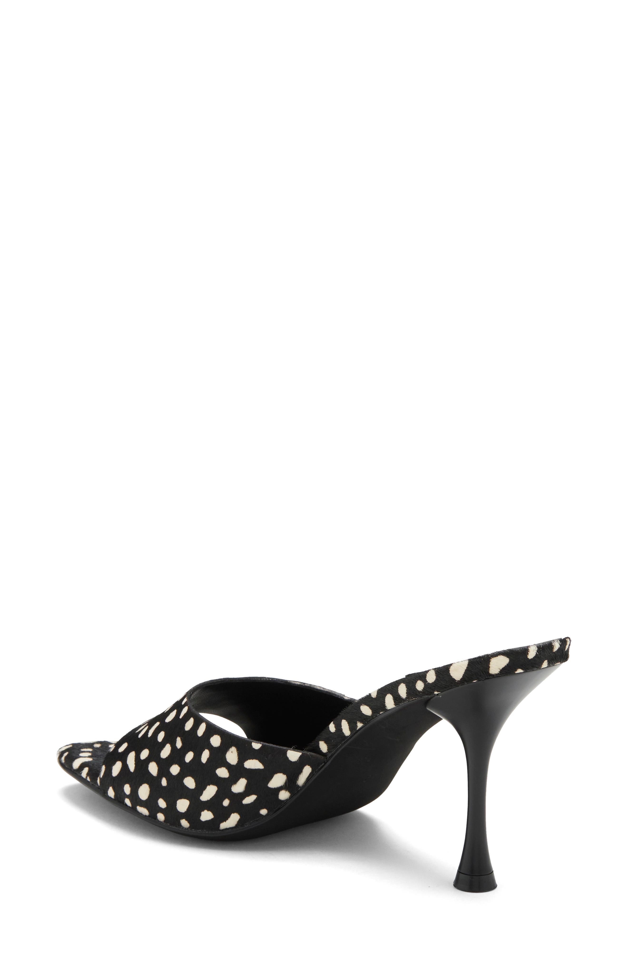 Agent-F Calf Hair Mule Sandal, Alternate, color, BLACK WHITE DOT