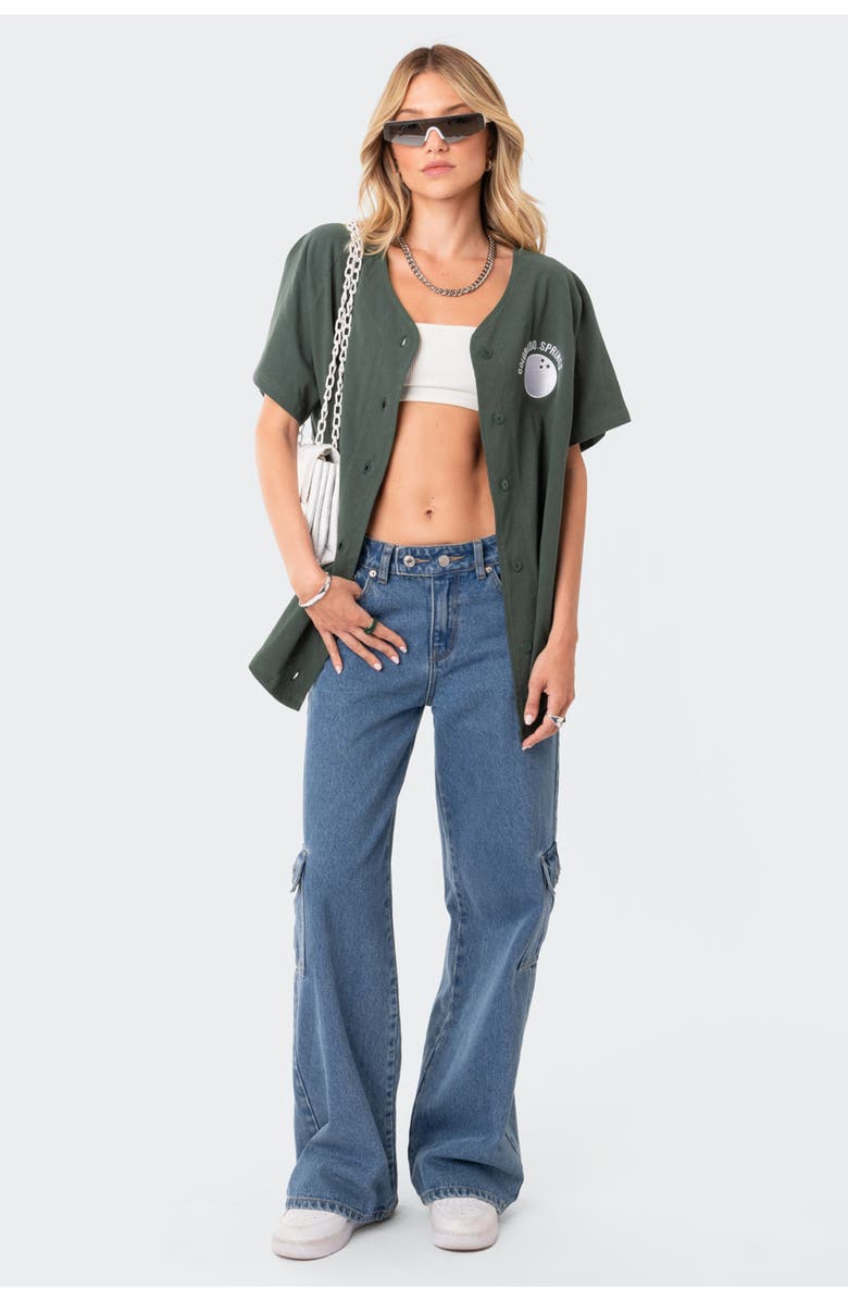 EDIKTED Oversize Embroidered Baseball Shirt, Alternate, color, 