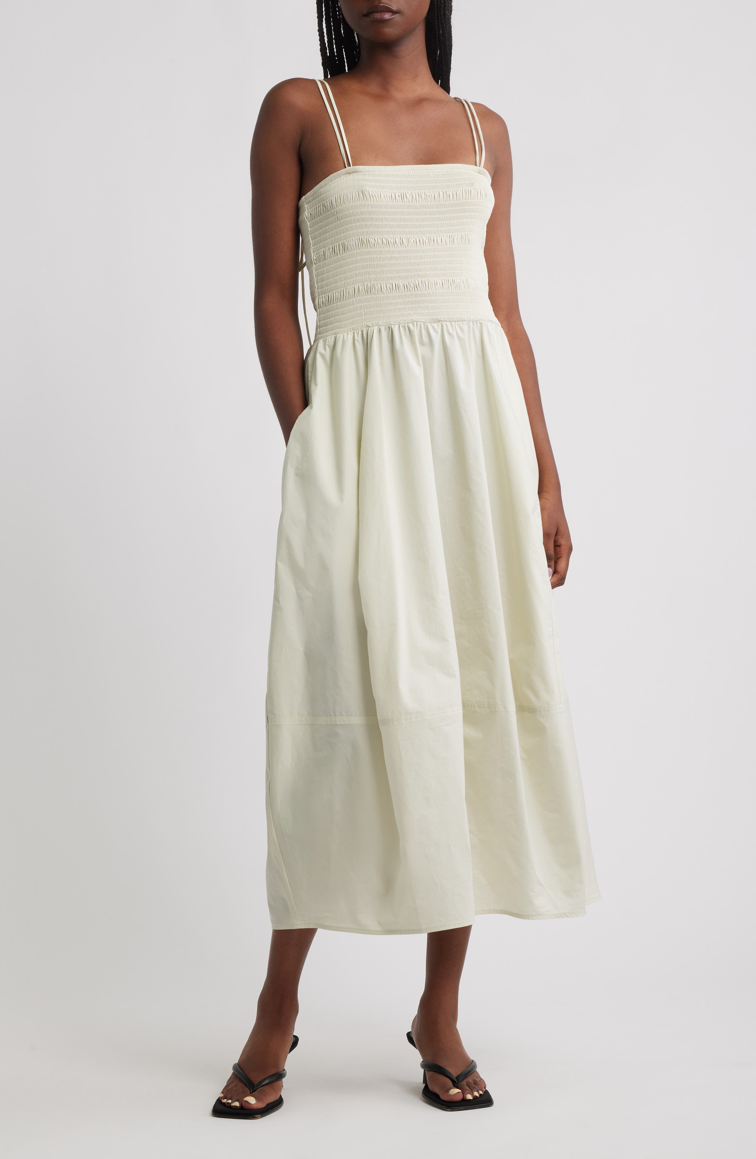 COS Smocked Cotton Midi Dress