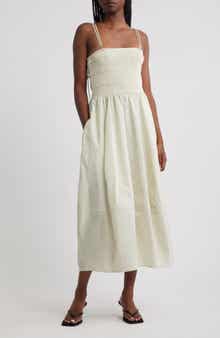 COS Smocked Cotton Midi Dress