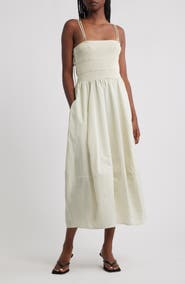 COS Smocked Cotton Midi Dress