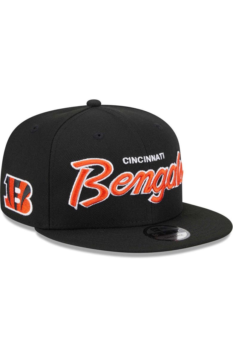 New Era Men's New Era Black Cincinnati Bengals Main Script 9FIFTY Snapback Hat, Main, color, Black