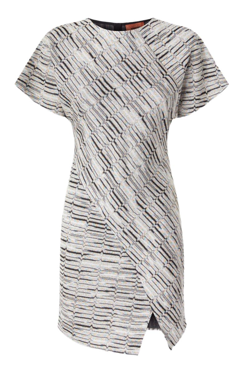 Missoni Short-sleeved Mini-dress With Greek Lamé Motif And Slit, Alternate, color, 