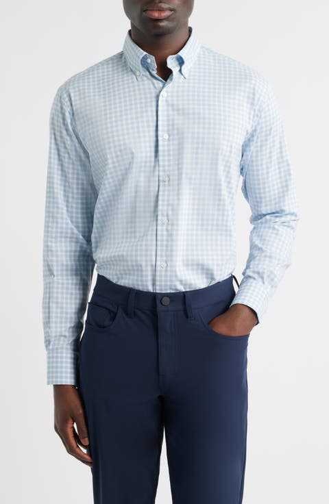 Felix Crown Lite Gingham Check Performance Twill Button-Down Shirt