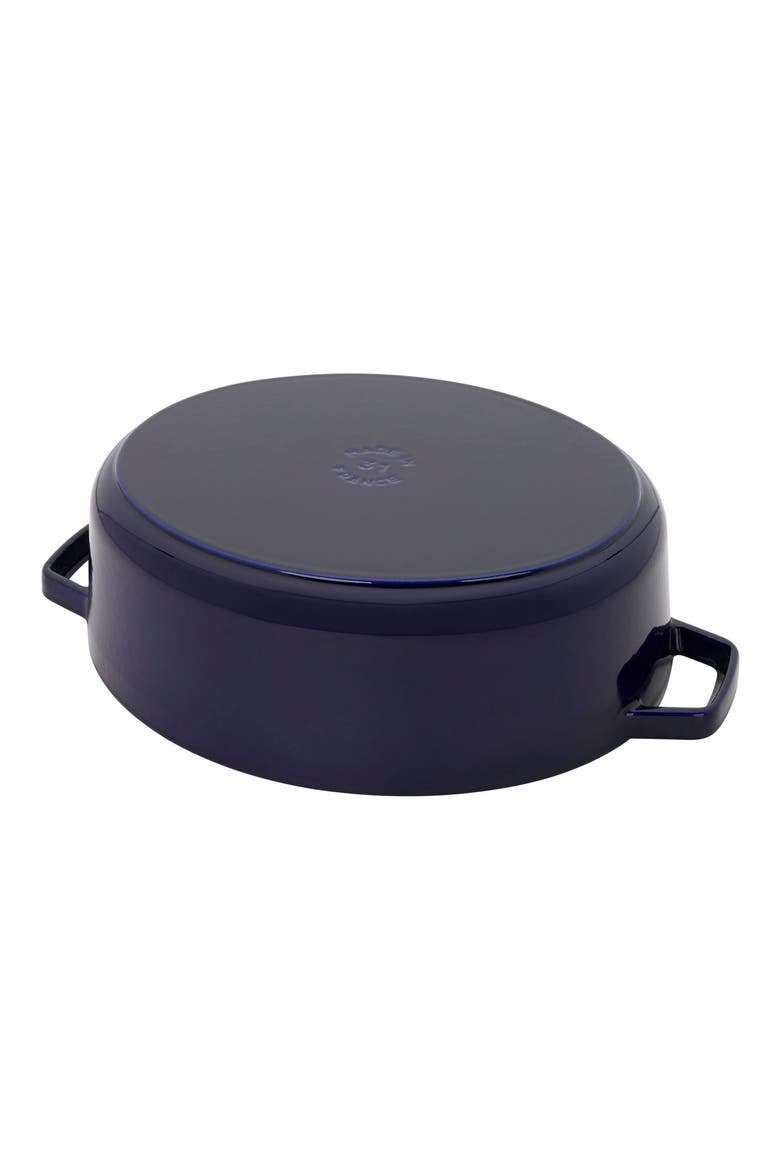 6.25-Quart Enameled Cast Iron Shallow Oval Dutch Oven, Alternate, color, DARK BLUE