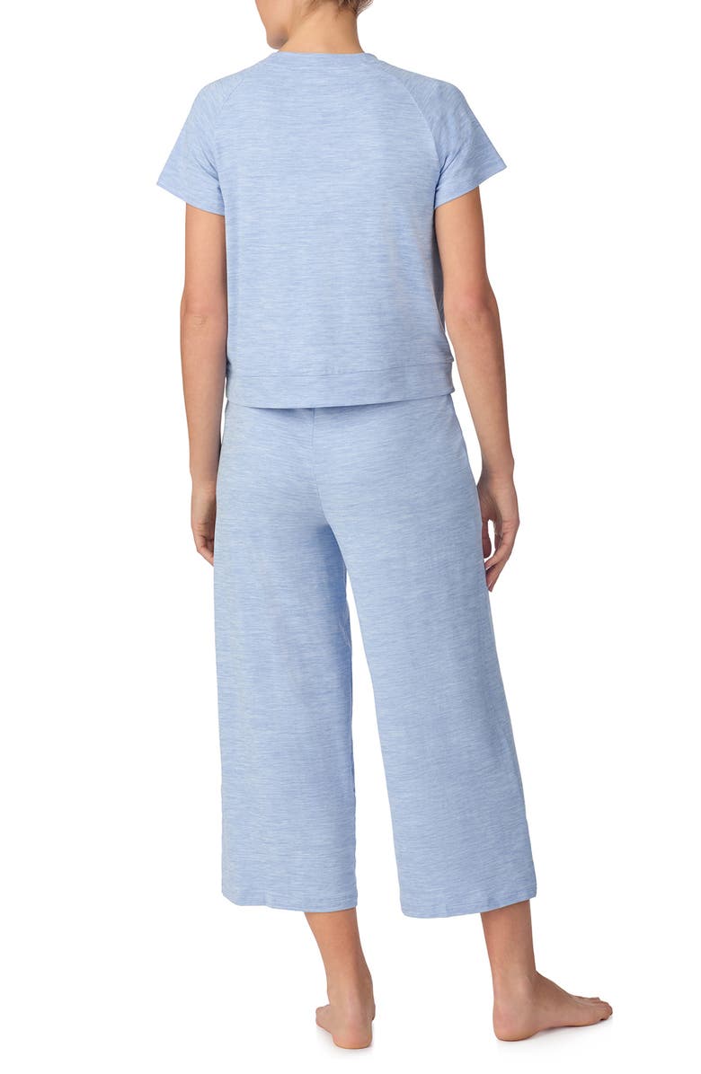 DKNY Short Sleeve Wide Leg Pajamas, Alternate, color, Heather Blue