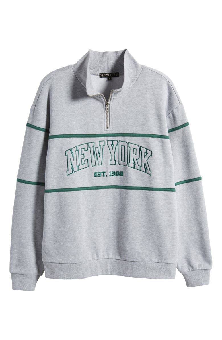 Vinyl Icons Embroidered NY Quarter Zip Pullover, Alternate, color, 